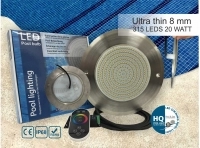 چراغ استخر LED روکار با رینگ استیل 316 برند HQ اسپانیا مدل Ultra Flat - HQ 1011-WHITE