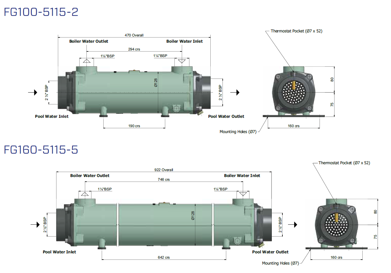 BOWMAN Heat Exchangers Dimensions