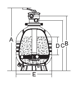 Emaux MFV Series Filter Dimensions - 2