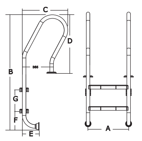 EMAUX CLUB SERIE LADDER DIMENSION