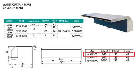 HYPERPOOL MAUI300 WATERFALL DIMENSIONS