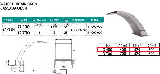 HYPERPOOL OKON O 400 WATERFALL DIMENSIONS