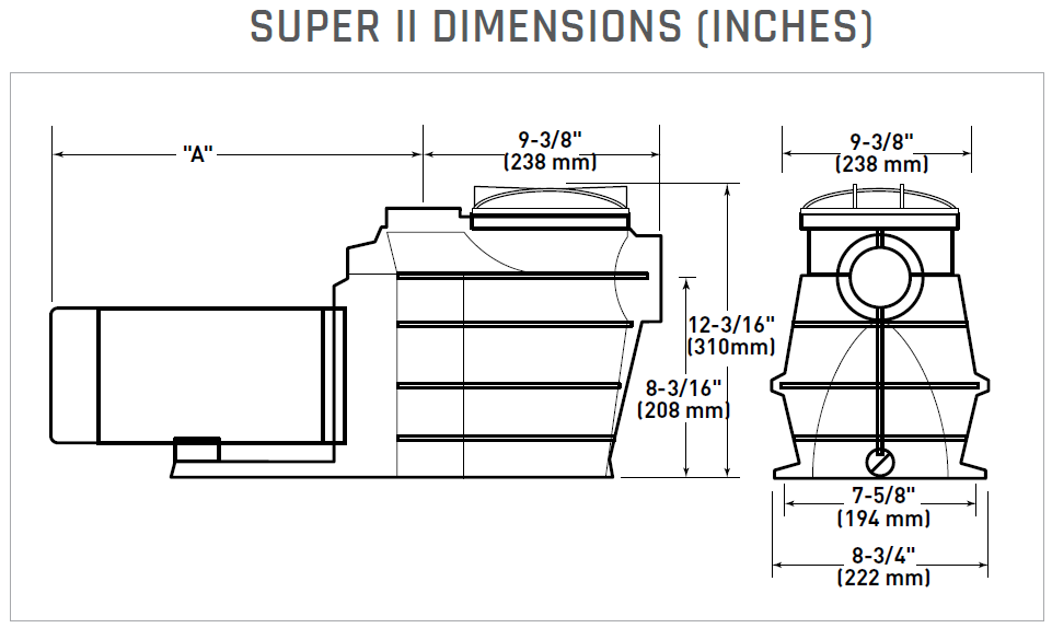 Hayward Super II Pumps Dimension